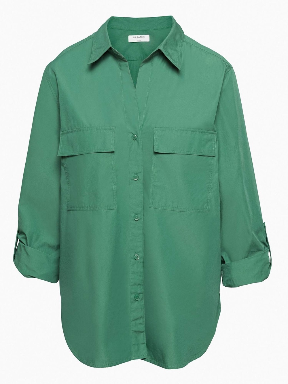 Babaton Utility Poplin Shirt Forest Green Button-Front Shirt Size 2XL NWT